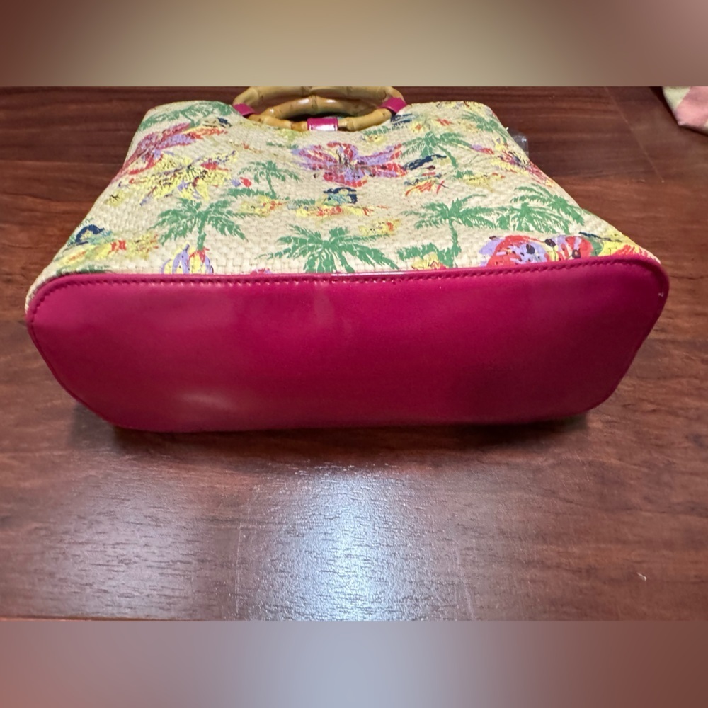 Floral Bamboo Handle Tote Bag - Picture 2 of 9